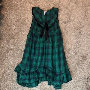 Urban Outfitters (Out From Under) Plaid Mini Dress with Velvet Bow Detailing